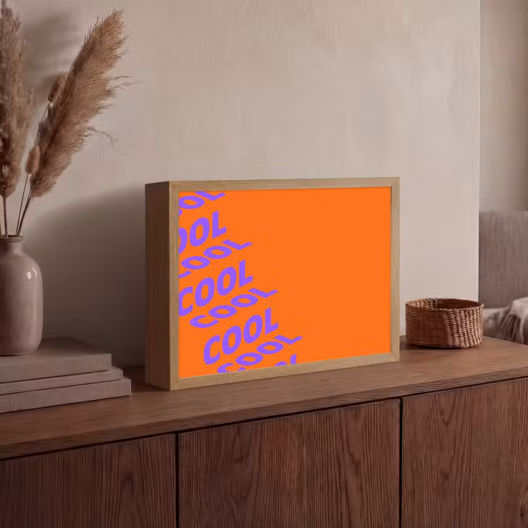 Cool - Paars - Oranje Light Box met batterij (Wandlamp) middel -sfeer2