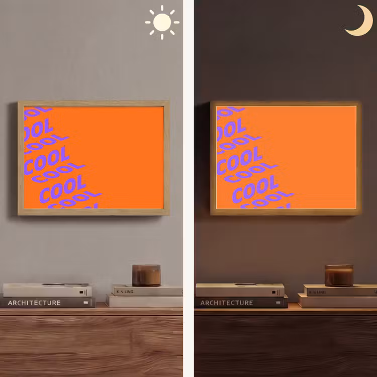 Cool - Paars - Oranje Light Box met batterij (Wandlamp) middel -sfeer3