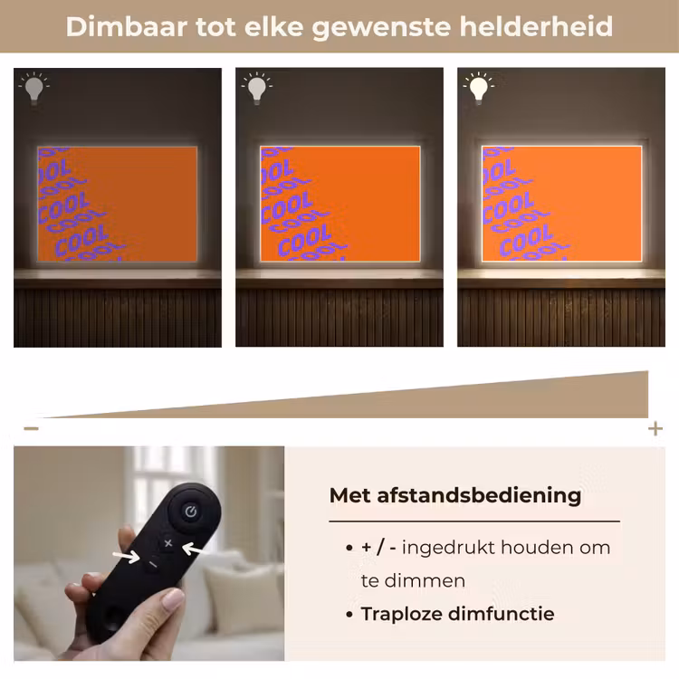 Cool - Paars - Oranje Light Box met batterij (Wandlamp) middel -USP_dimbaarNL