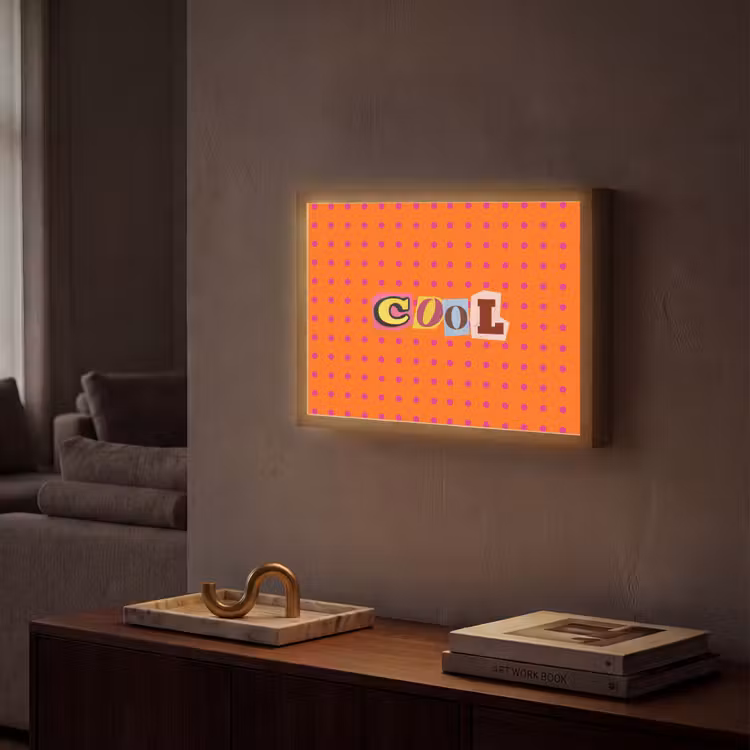 Cool - Stippen - Oranje Light Box met batterij (Wandlamp) middel -sfeer1