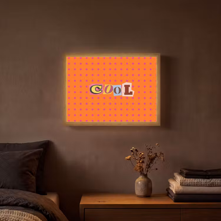 Cool - Stippen - Oranje Light Box met batterij (Wandlamp) middel -sfeer4