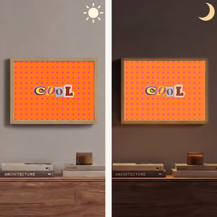 Cool - Stippen - Oranje Light Box met batterij (Wandlamp) middel -sfeer3