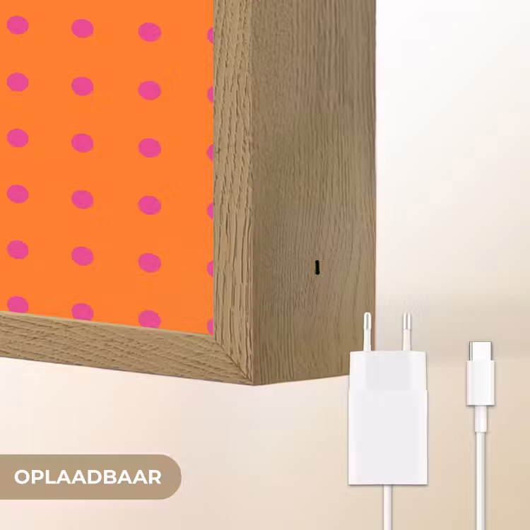 Cool - Stippen - Oranje Light Box met batterij (Wandlamp) middel -USP_websiteoplaadbaarNL