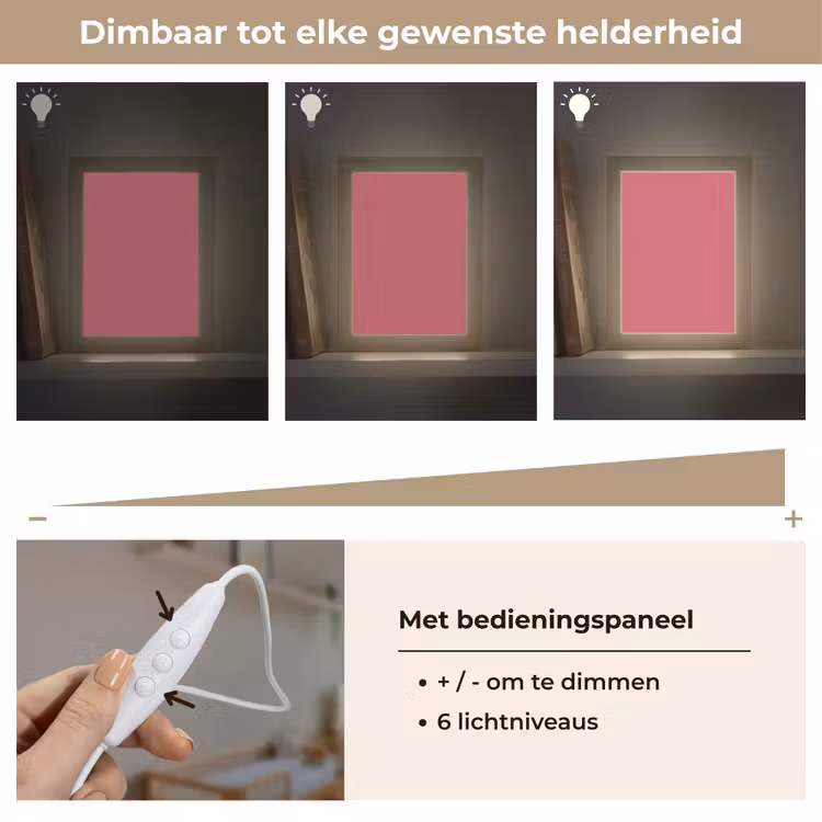 Crimson - Rose - Roze Light Box met kabel (Wandlamp) klein 929 -USP_dimbaarNL
