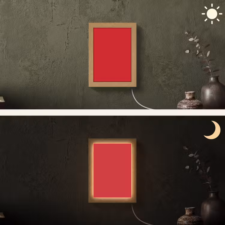 Crimson - Velvet - Rood Light Box met kabel (Wandlamp) klein 929 -sfeer3