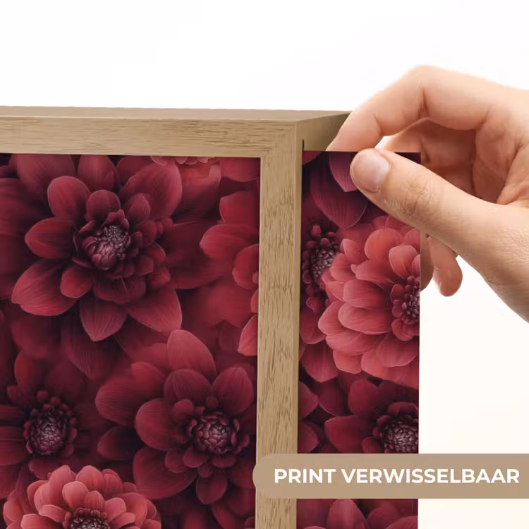 Dahlias - Bloemen - Rood Light Box met batterij (Wandlamp) middel 907 -USP_websiteprintNL