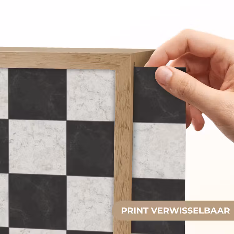 Dambord - Marmer - Zwart - Wit Light Box met batterij (Wandlamp) middel 907 -USP_websiteprintNL
