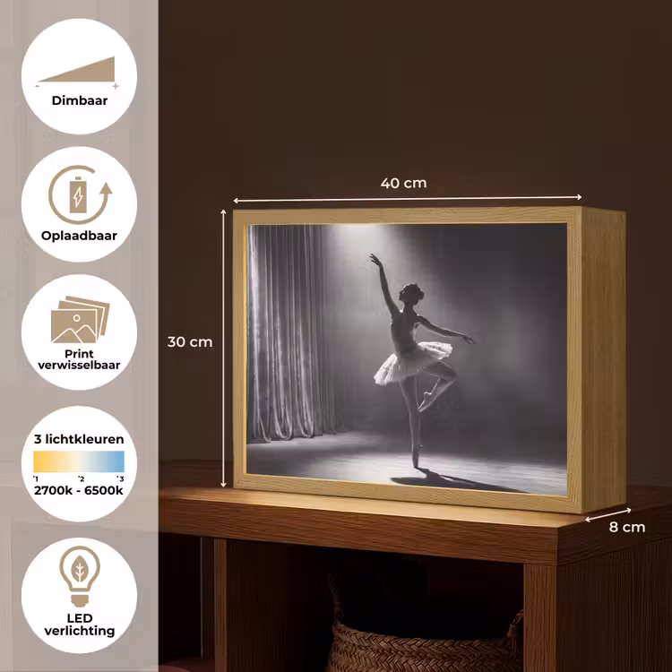 Danser - Podium - Zwart-wit - Kunst - Klassiek Light Box met batterij (Wandlamp) middel -USP_websiteoverzichtNL