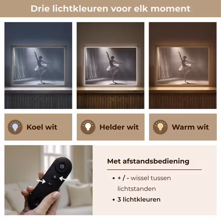 Danser - Podium - Zwart-wit - Kunst - Klassiek Light Box met batterij (Wandlamp) middel -USP_lichtkleurNL