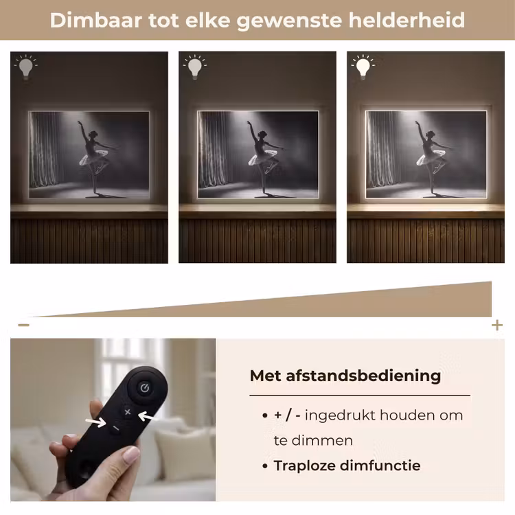 Danser - Podium - Zwart-wit - Kunst - Klassiek Light Box met batterij (Wandlamp) middel -USP_dimbaarNL