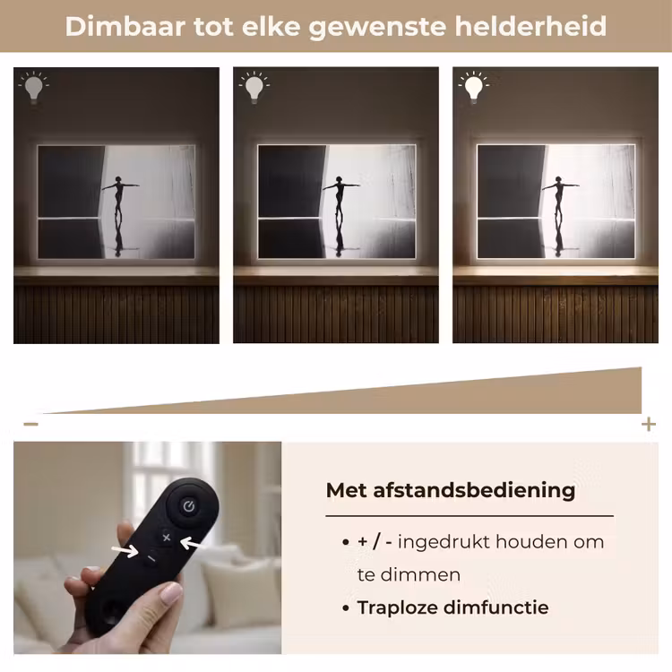 Danser - Silhouette - Kunst - Modern - Zwart-wit Light Box met batterij (Wandlamp) middel -USP_dimbaarNL