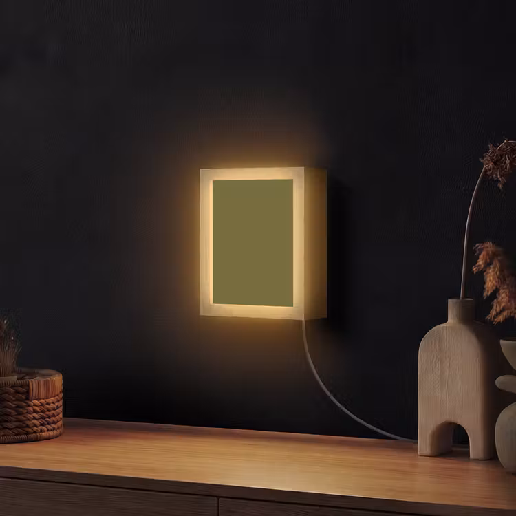 Dark - Olive - Groen Light Box met kabel (Wandlamp) klein 929 -sfeer1