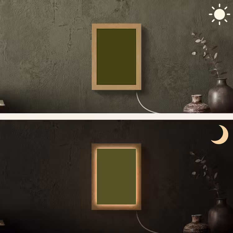 Dark - Olive - Groen Light Box met kabel (Wandlamp) klein 929 -sfeer3
