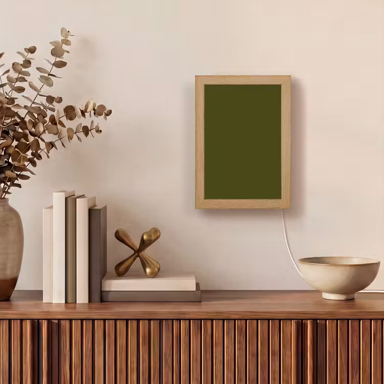 Dark - Olive - Groen Light Box met kabel (Wandlamp) klein 929 -sfeer2