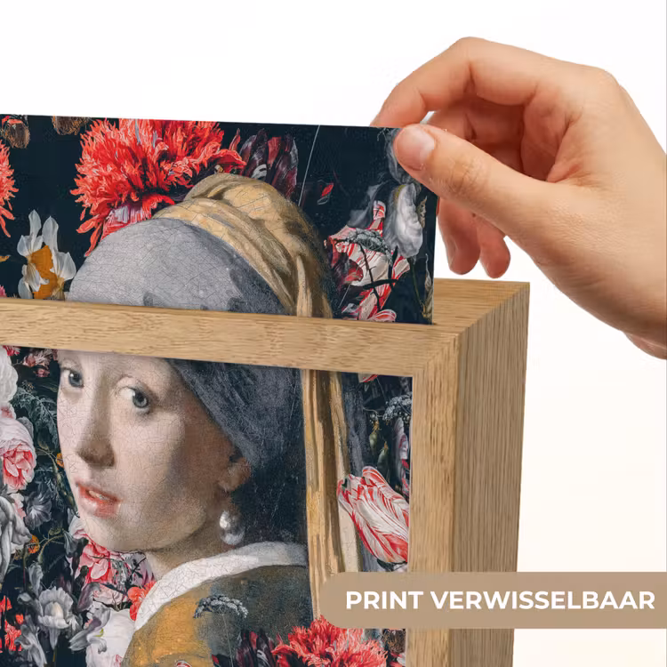 Meisje met de parel - Johannes Vermeer - Bloemen Light Box met kabel (Wandlamp) klein -USP_websiteprintNL