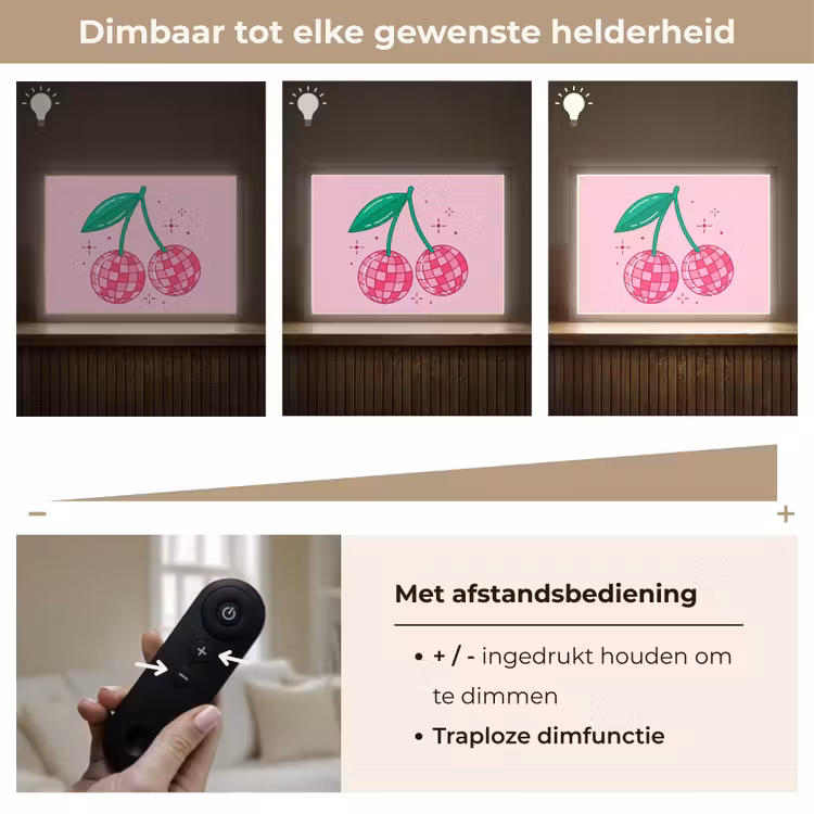 Decoratie - Disco-bal - Feest - Roze Light Box met batterij (Wandlamp) middel -USP_dimbaarNL