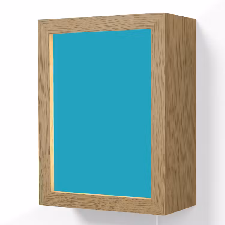 Deep - Turquoise - Turkoois Light Box met kabel (Wandlamp) klein 929 -3d