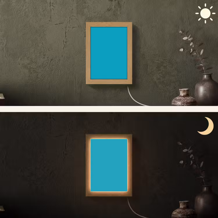 Deep - Turquoise - Turkoois Light Box met kabel (Wandlamp) klein 929 -sfeer3