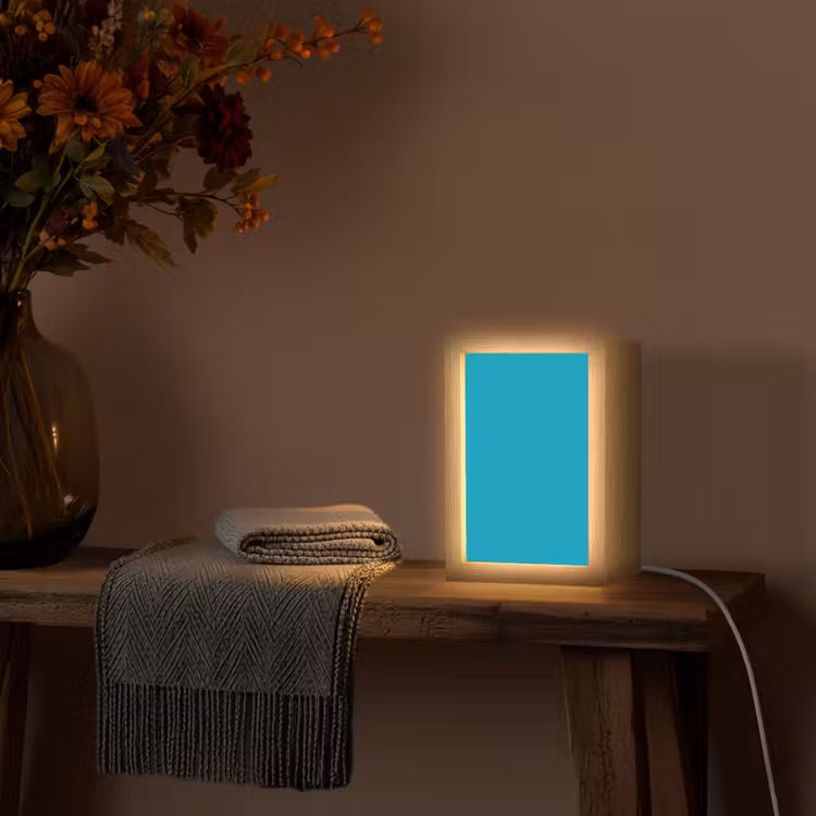 Deep - Turquoise - Turkoois Light Box met kabel (Wandlamp) klein 929 -sfeer4