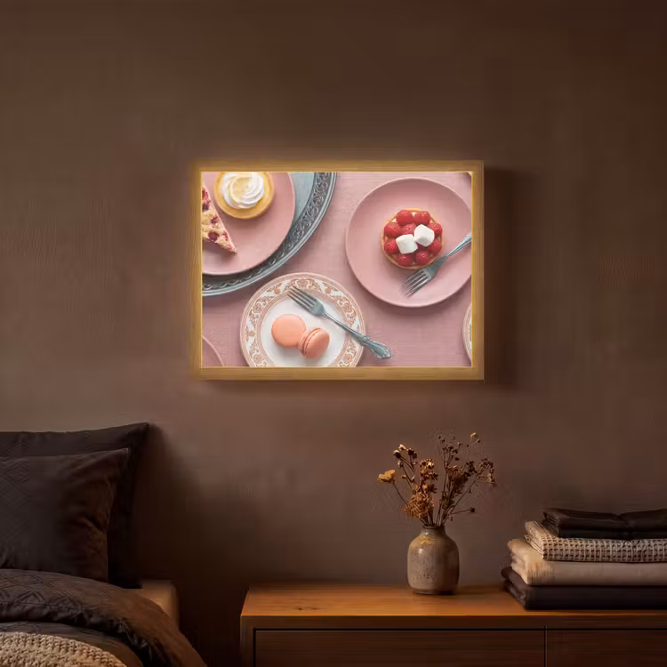 Dessert - Taart - Gebak - Zoet - Roze Light Box met batterij (Wandlamp) middel -sfeer4