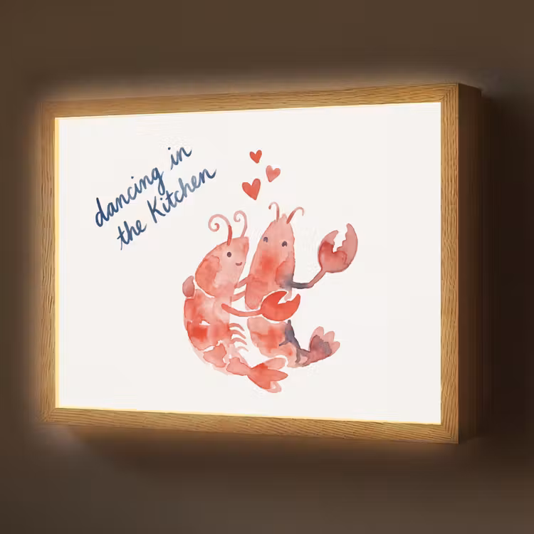Dier - Dans - Liefde - Waterverf - Rood Light Box met batterij (Wandlamp) middel -z3d_website