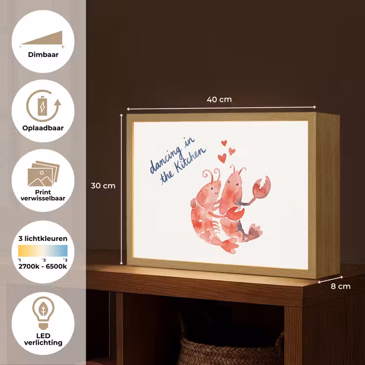 Dier - Dans - Liefde - Waterverf - Rood Light Box met batterij (Wandlamp) middel -USP_websiteoverzichtNL