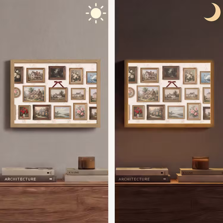 Dier - Kat - Portret - Klassiek Light Box met batterij (Wandlamp) middel -sfeer3
