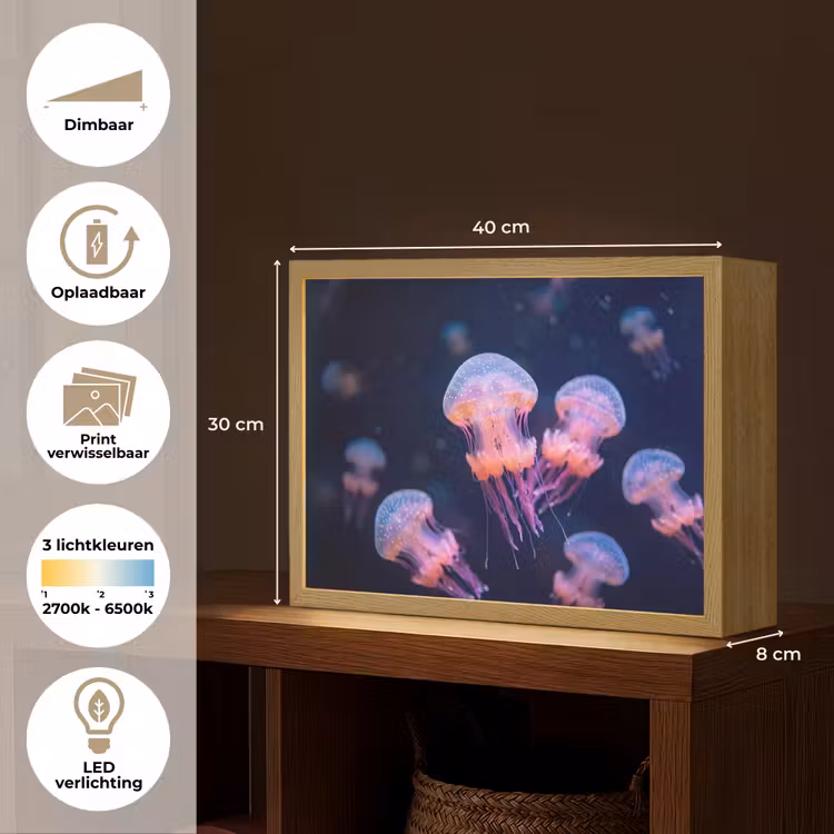 Dier - Onderwater - Natuur - Roze - Mysterieus Light Box met batterij (Wandlamp) middel -USP_websiteoverzichtNL