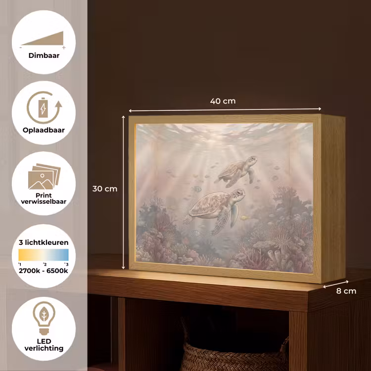 Dier - Onderwater - Oceaan - Illustratie - Zeeleven Light Box met batterij (Wandlamp) middel -USP_websiteoverzichtNL