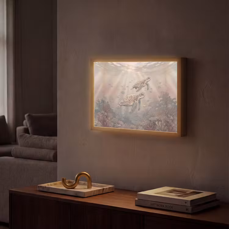 Dier - Onderwater - Oceaan - Illustratie - Zeeleven Light Box met batterij (Wandlamp) middel -sfeer1