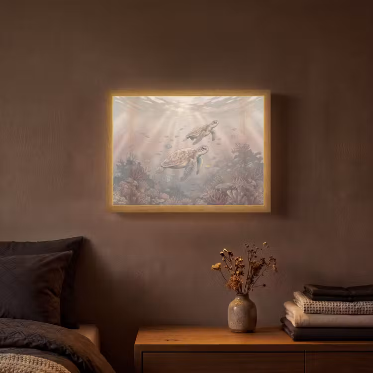 Dier - Onderwater - Oceaan - Illustratie - Zeeleven Light Box met batterij (Wandlamp) middel -sfeer4