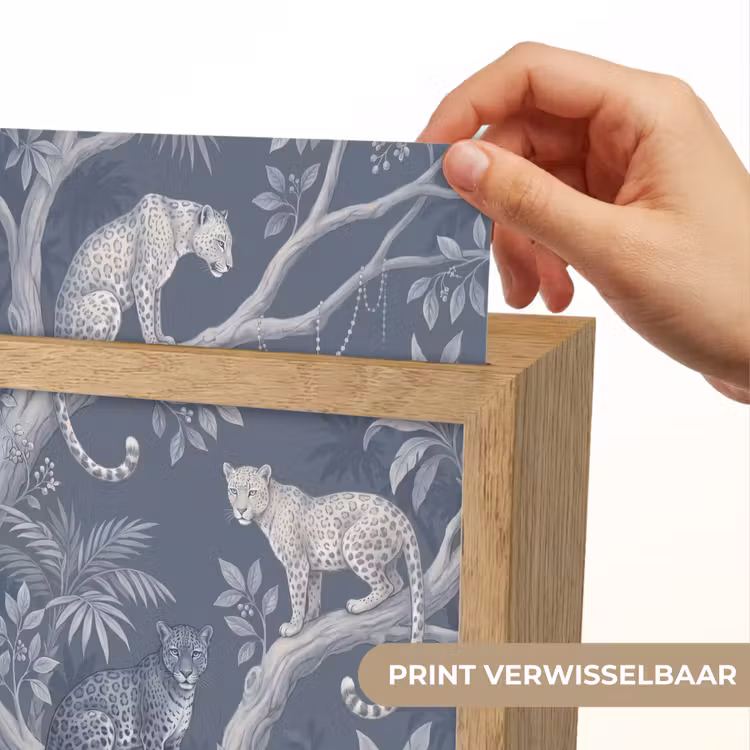 Dieren - Jungle - Illustratie - Bomen - Blauw Light Box met kabel (Wandlamp) klein -USP_websiteprintNL