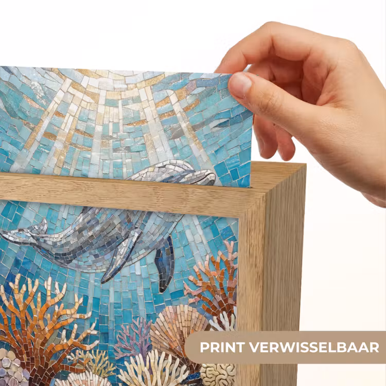 Dieren - Mozaïek - Oceaan - Koraal - Blauw Light Box met kabel (Wandlamp) klein -USP_websiteprintNL