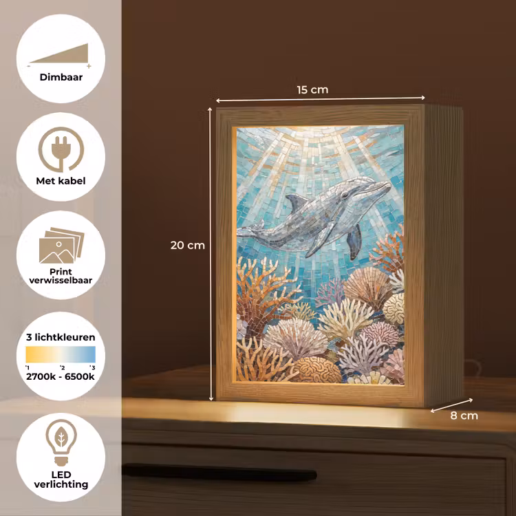 Dieren - Mozaïek - Oceaan - Koraal - Blauw Light Box met kabel (Wandlamp) klein -USP_websiteoverzichtNL
