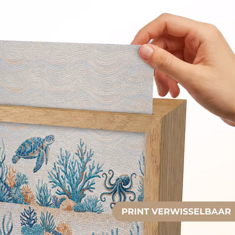 Dieren - Onderwater - Natuur - Mozaïek - Blauw Light Box met kabel (Wandlamp) klein -USP_websiteprintNL