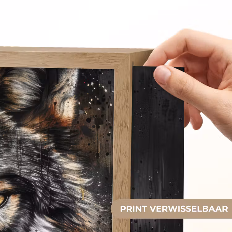 Dieren - Wolf - Portret - Zwart - Bruin Light Box met batterij (Wandlamp) middel -USP_websiteprintNL