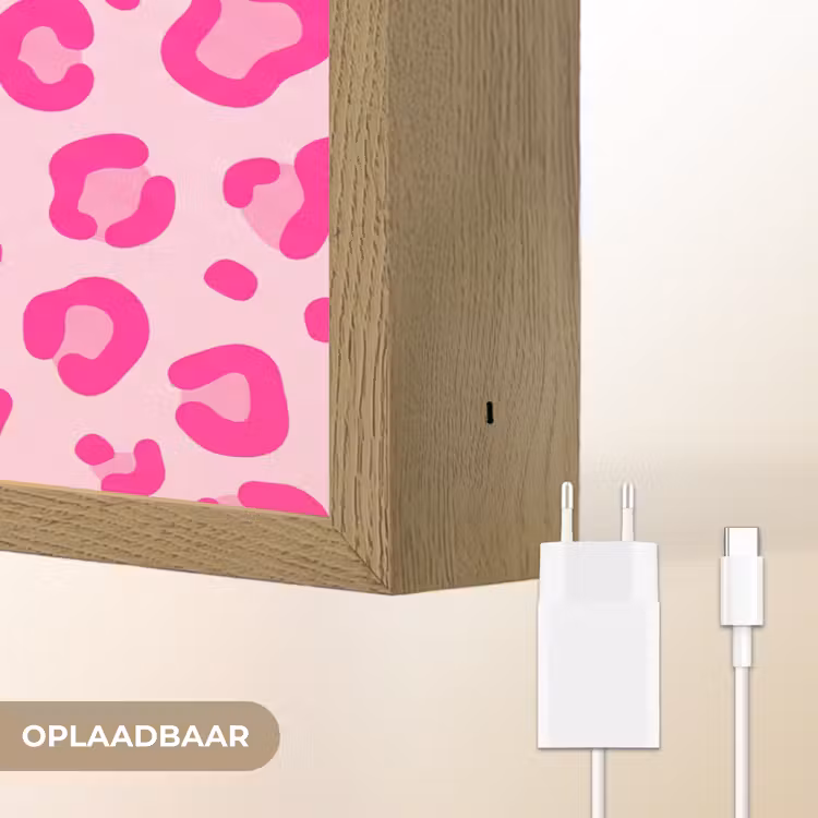 Dierenprint - Patroon - Abstract - Modern - Roze Light Box met batterij (Wandlamp) middel -USP_websiteoplaadbaarNL