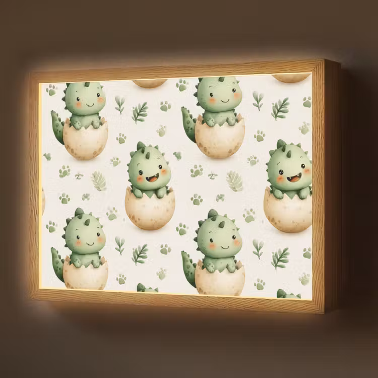 Dino - Eieren - Groen Light Box met batterij (Wandlamp) middel 907 -z3d_website
