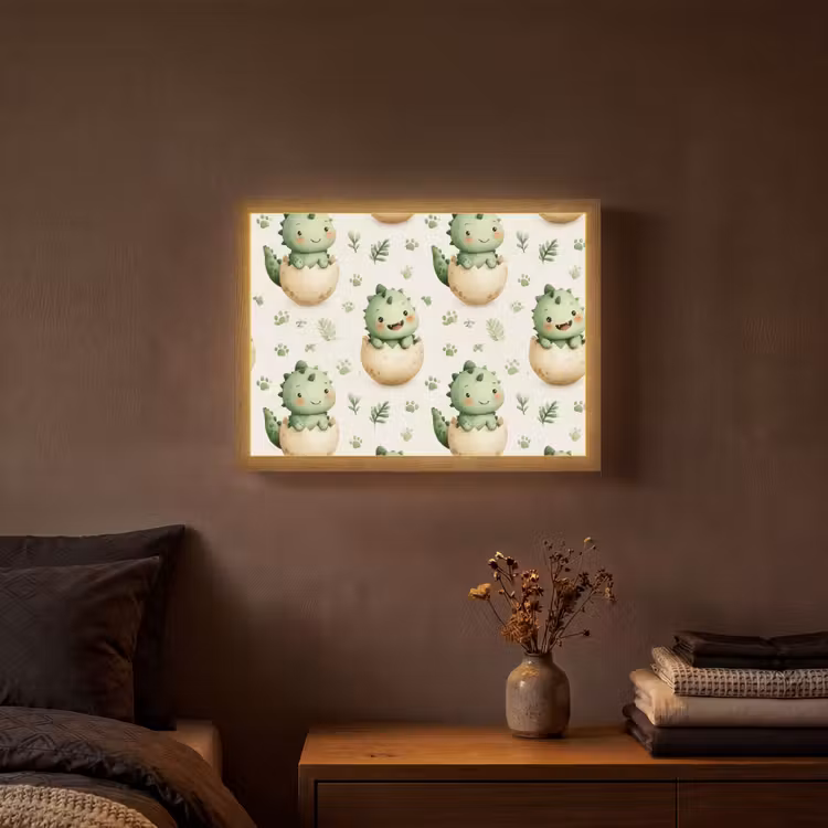 Dino - Eieren - Groen Light Box met batterij (Wandlamp) middel 907 -sfeer4