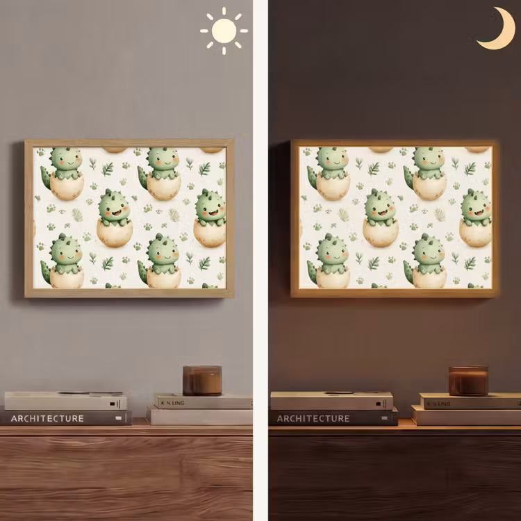 Dino - Eieren - Groen Light Box met batterij (Wandlamp) middel 907 -sfeer3
