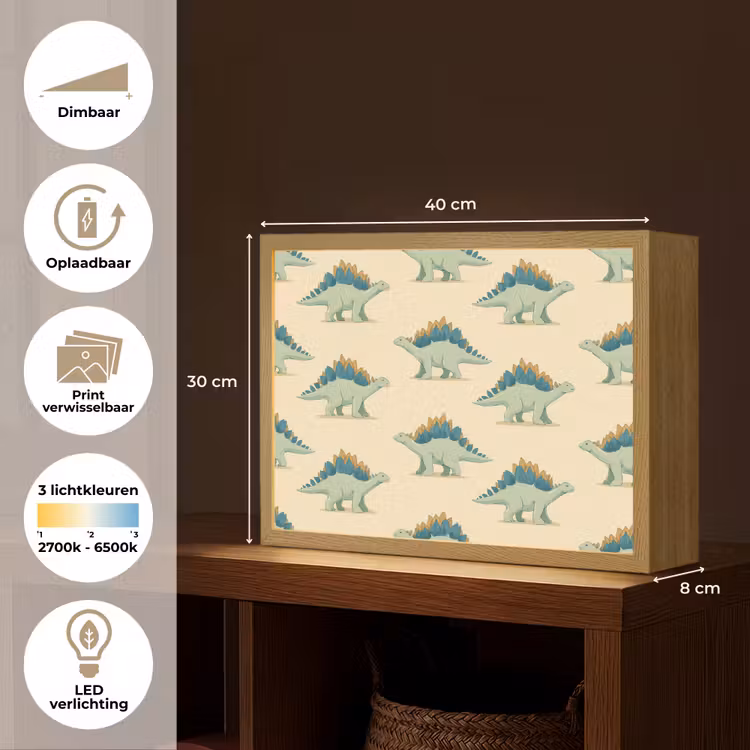 Dino - Patroon - Groen Light Box met batterij (Wandlamp) middel 907 -USP_websiteoverzichtNL