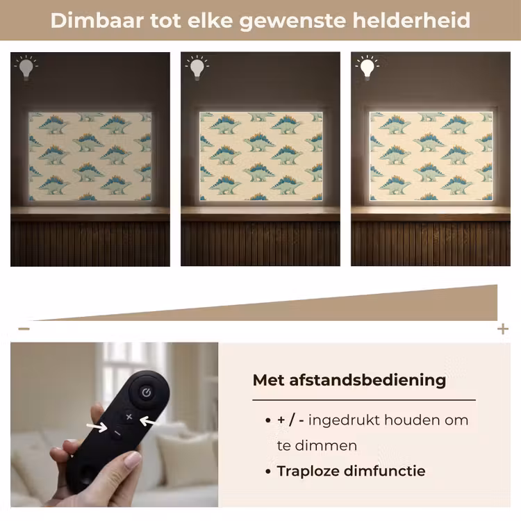 Dino - Patroon - Groen Light Box met batterij (Wandlamp) middel 907 -USP_dimbaarNL