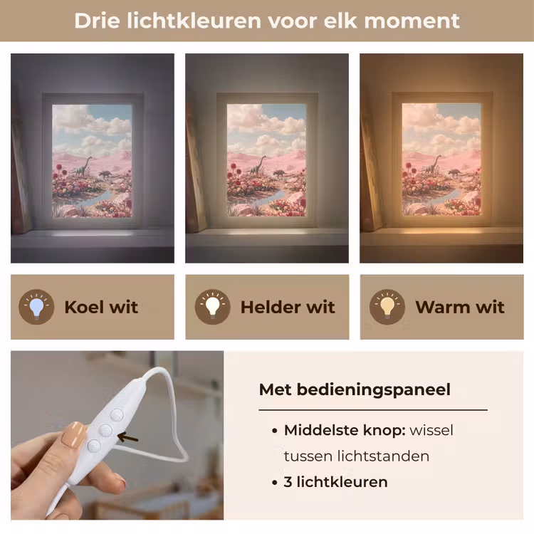 Lightbox - Wandlamp - Dinosaurus - Roze - Landschap - Dinosaurus - Roze - Landschap Light Box met kabel (Wandlamp) klein