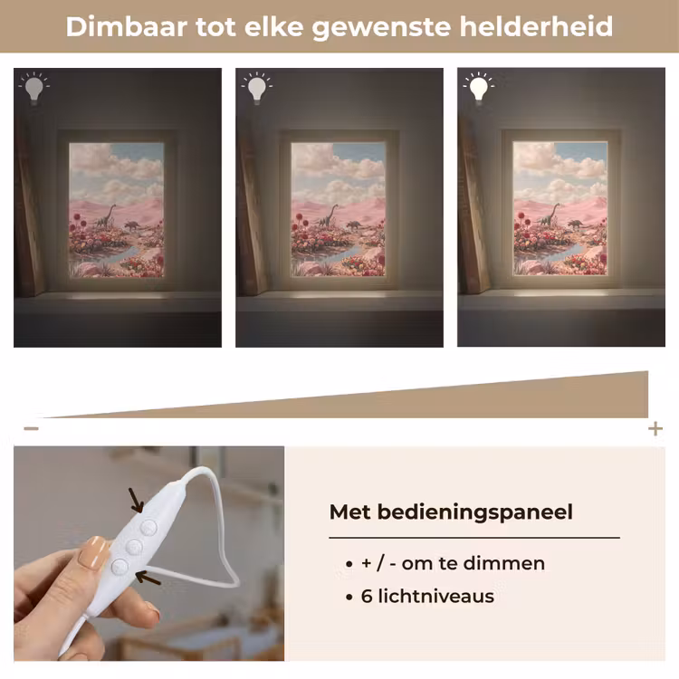 Lightbox - Wandlamp - Dinosaurus - Roze - Landschap - Dinosaurus - Roze - Landschap Light Box met kabel (Wandlamp) klein