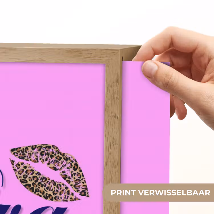 Diva - Lip - Panterprint - Roze Light Box met batterij (Wandlamp) middel -USP_websiteprintNL