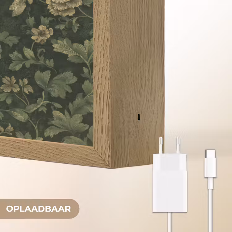 Donker - Groen - Goud - Botanisch Light Box met batterij (Wandlamp) middel 907 -USP_websiteoplaadbaarNL
