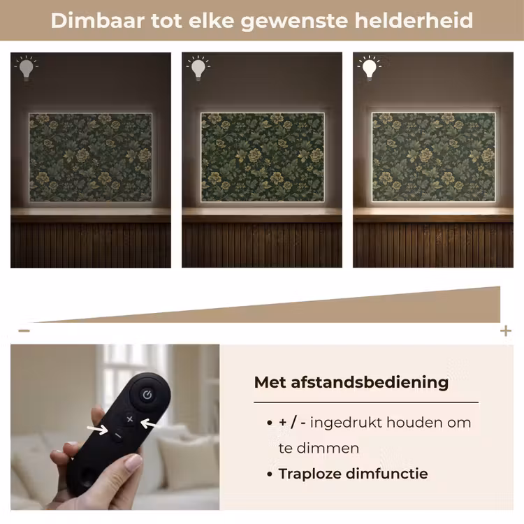 Donker - Groen - Goud - Botanisch Light Box met batterij (Wandlamp) middel 907 -USP_dimbaarNL