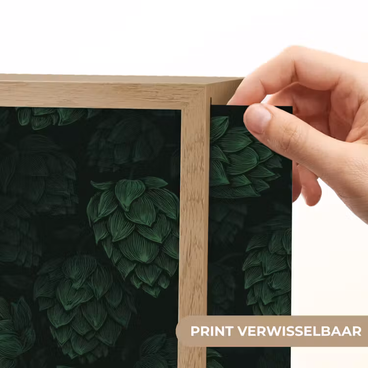 Donker - Groen - Hopbellen - Botanisch - Illustratie Light Box met batterij (Wandlamp) middel 907 -USP_websiteprintNL