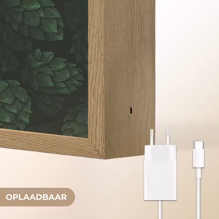 Donker - Groen - Hopbellen - Botanisch - Illustratie Light Box met batterij (Wandlamp) middel 907 -USP_websiteoplaadbaarNL