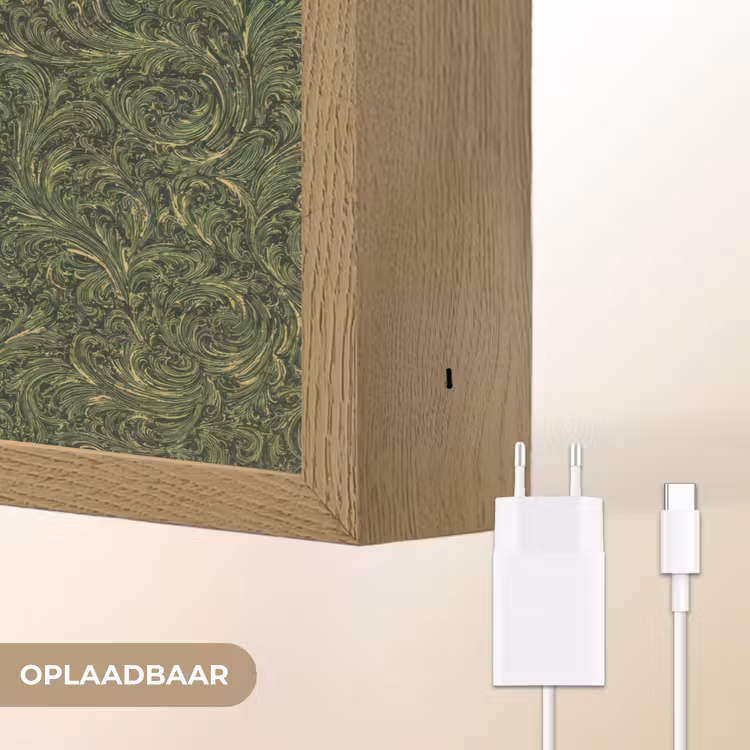 Donker - Groen - Krullend - Botanisch Light Box met batterij (Wandlamp) middel 907 -USP_websiteoplaadbaarNL